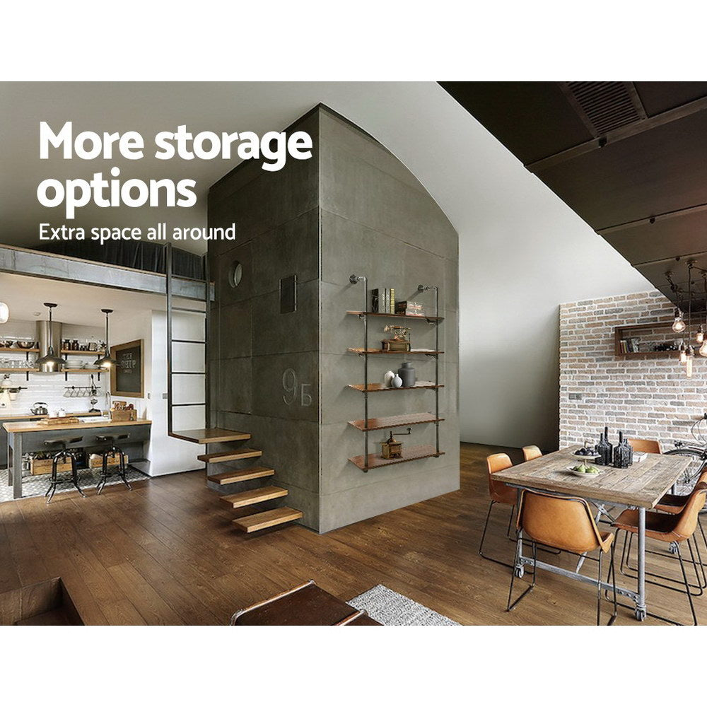 Artiss Floating DIY Pipe Shelf 5 Tiers - ISSA 4