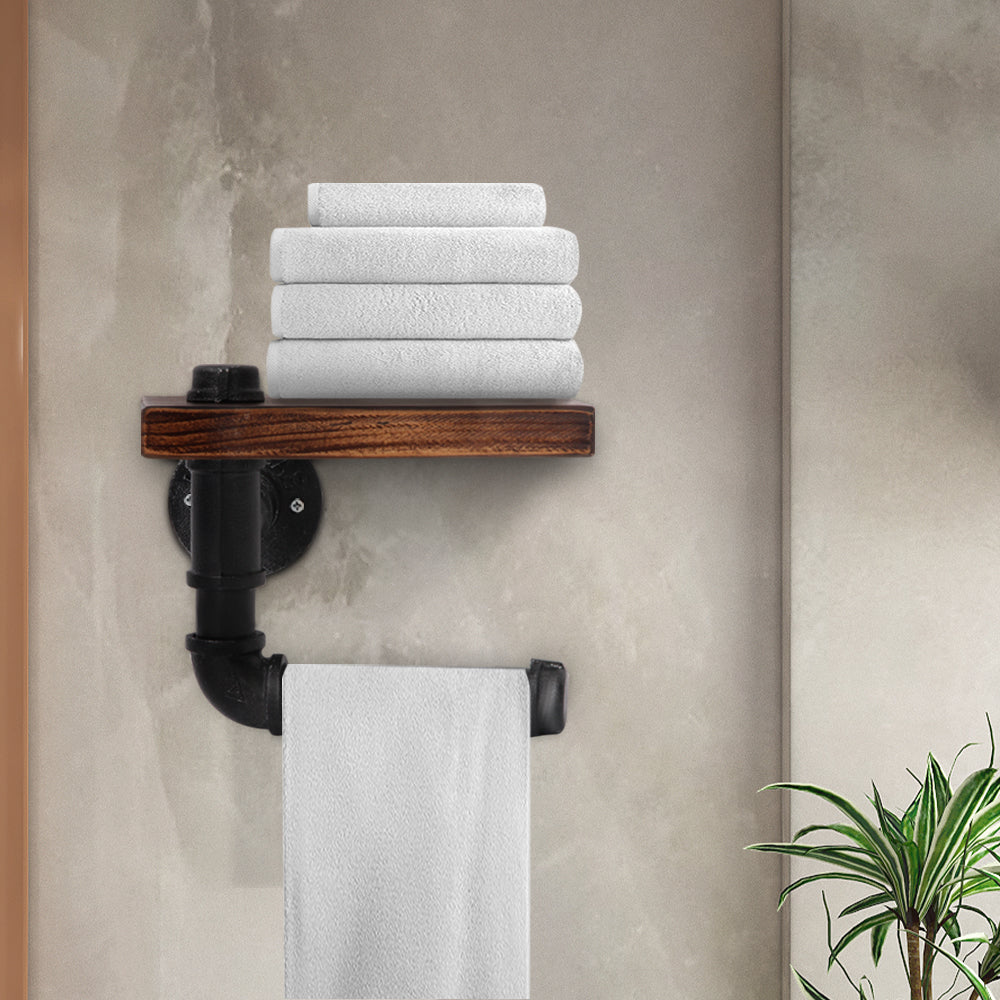 Artiss Floating DIY Pipe Shelf Toilet Paper Holder 8