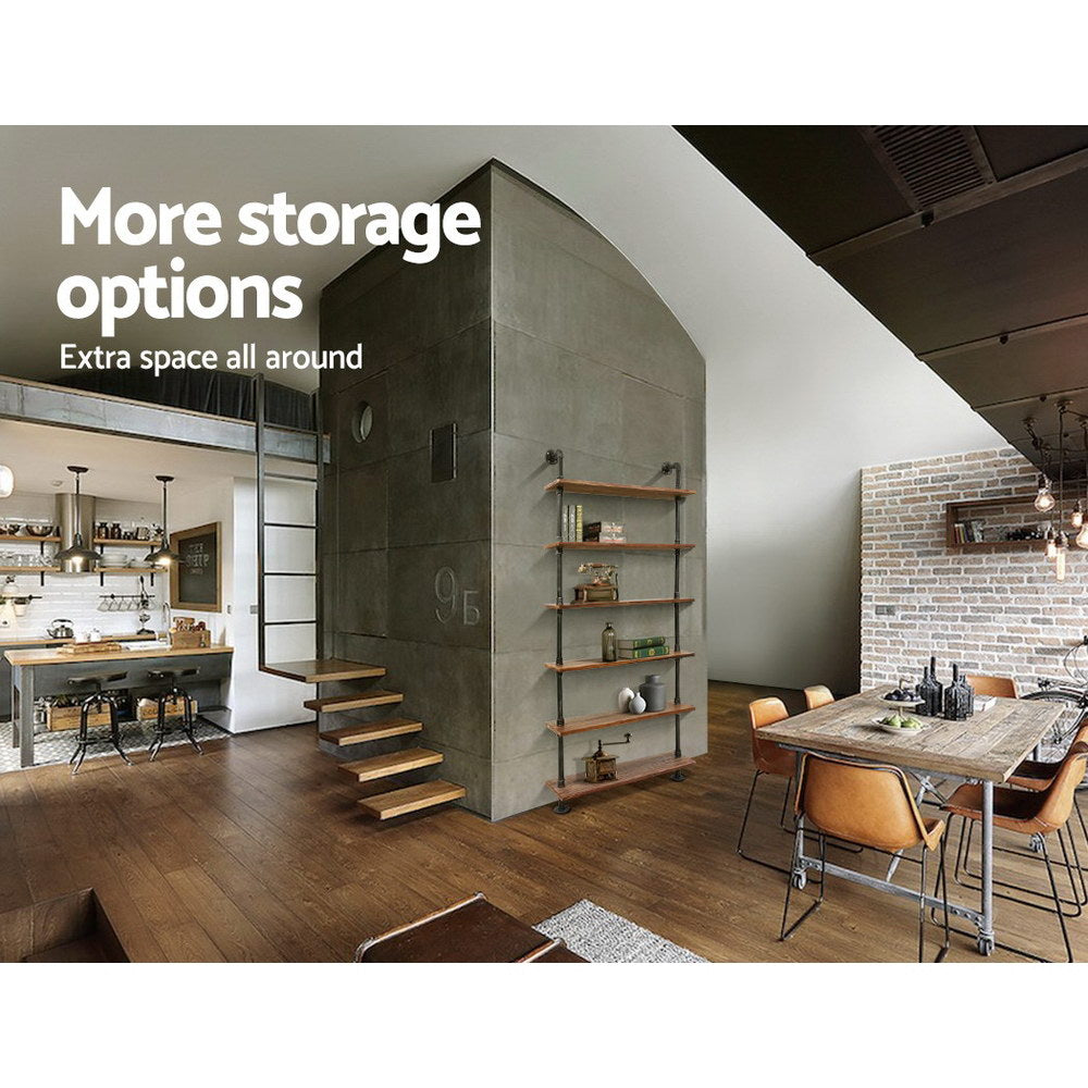 Artiss Floating DIY Pipe Shelf 6 Tiers - IRA 4