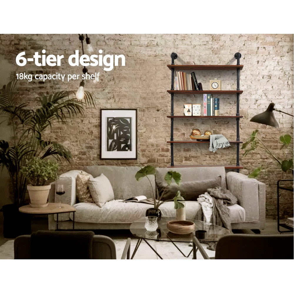 Artiss Floating DIY Pipe Shelf 6 Tiers - IRA 5