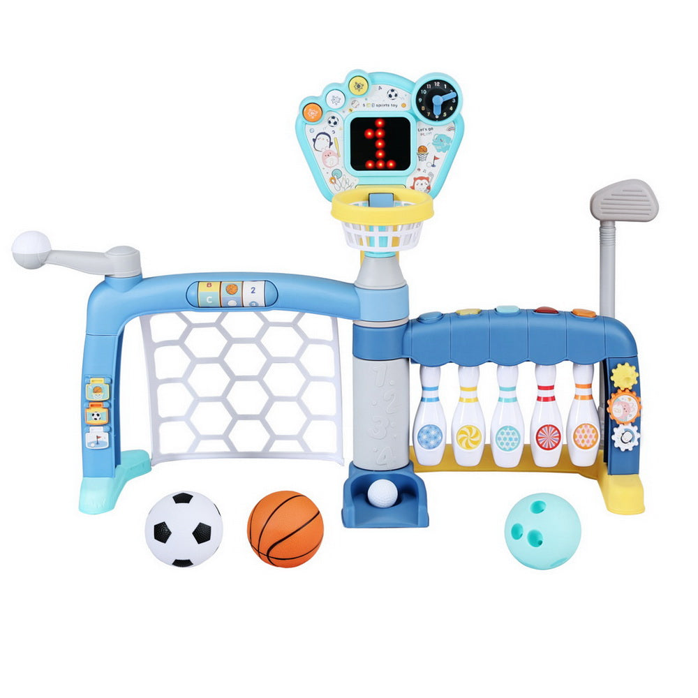 Keezi Kids Basketball Hoop Stand Bowling Baseball Golf Game Sports Toys Set Blue 3