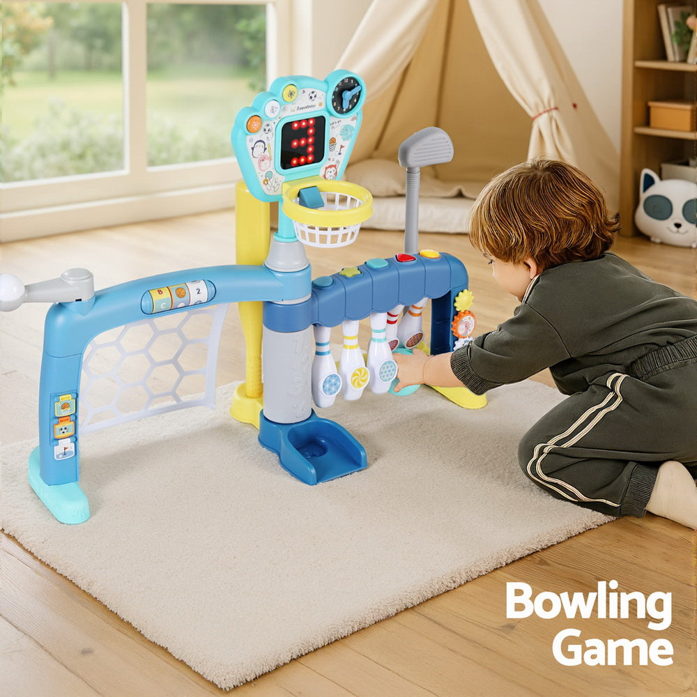 Keezi Kids Basketball Hoop Stand Bowling Baseball Golf Game Sports Toys Set Blue 4