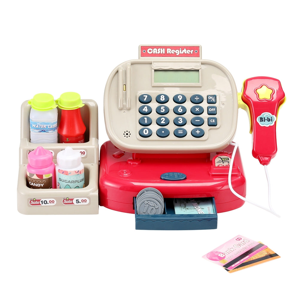 Keezi Kids Cash Register Calculator Pretend Play Shops Money Checkout Toys Set 3