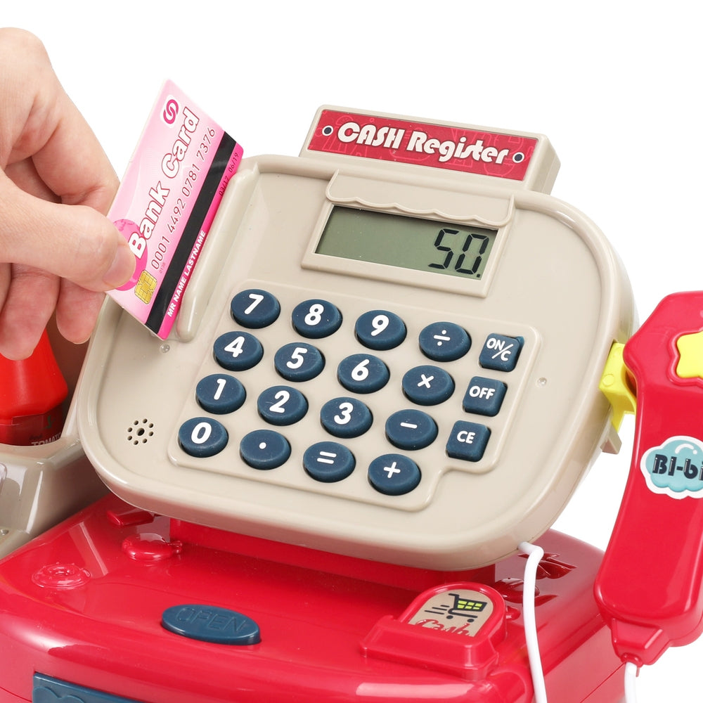 Keezi Kids Cash Register Calculator Pretend Play Shops Money Checkout Toys Set 4