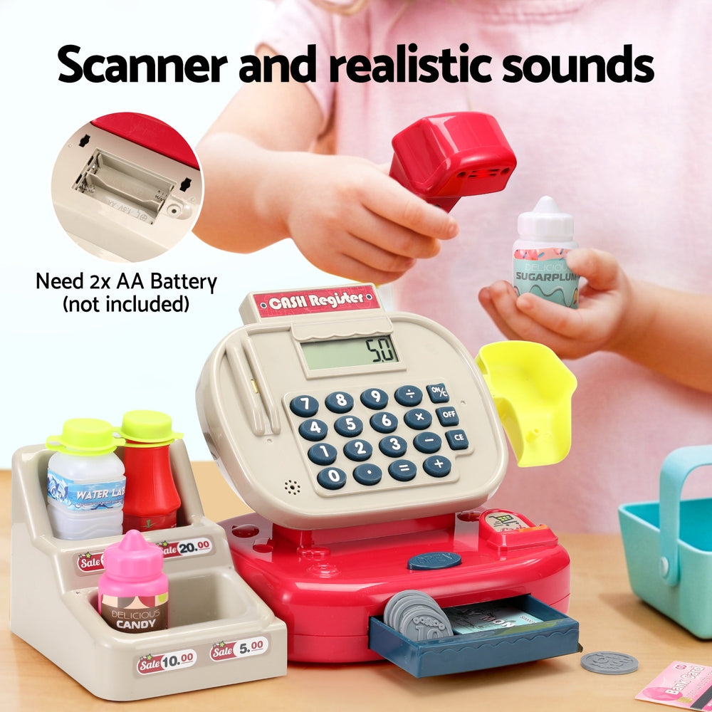 Keezi Kids Cash Register Calculator Pretend Play Shops Money Checkout Toys Set 5