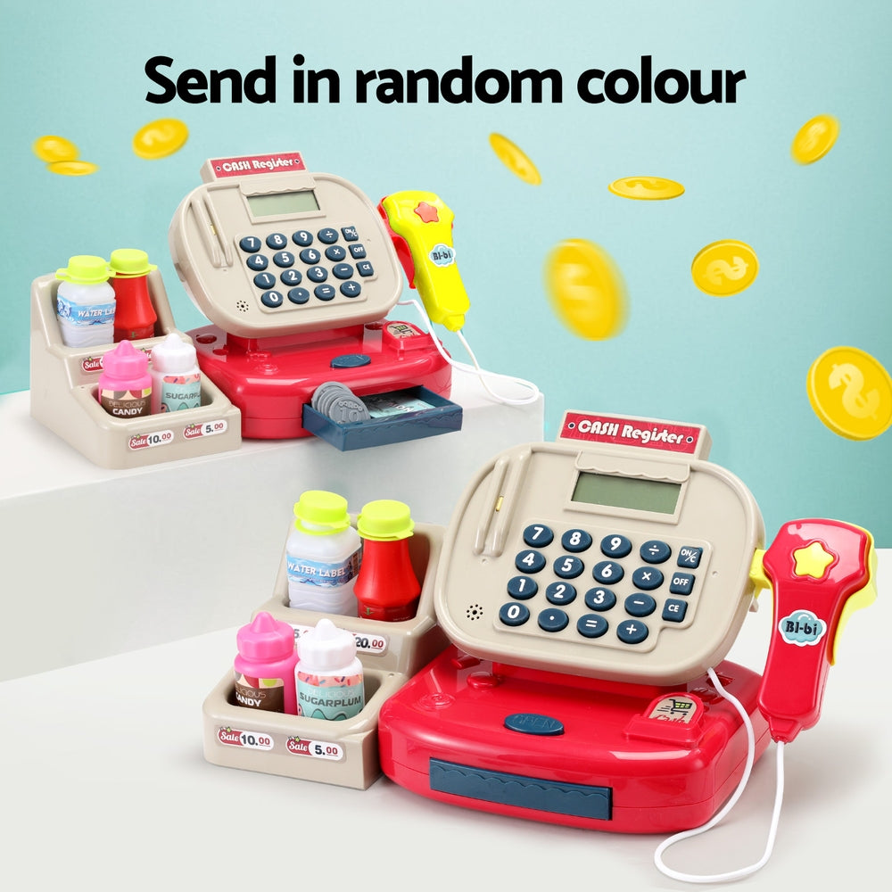 Keezi Kids Cash Register Calculator Pretend Play Shops Money Checkout Toys Set 6