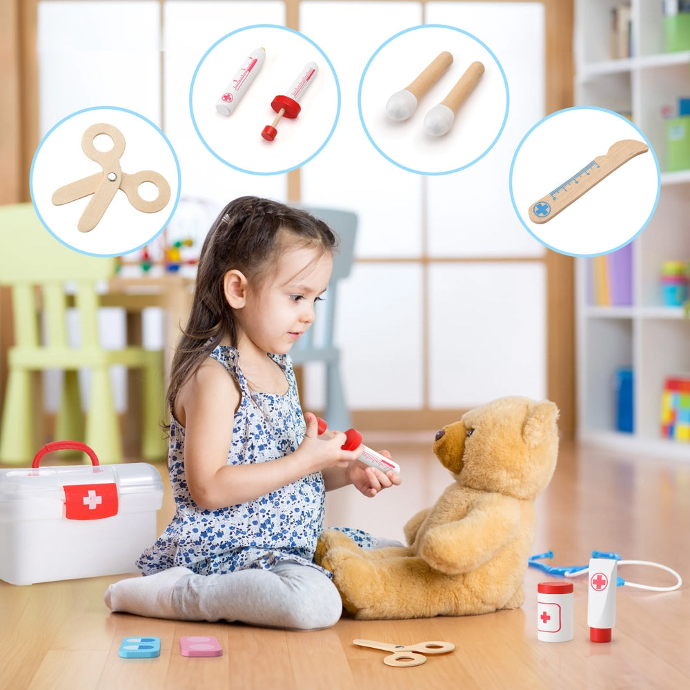 Keezi Kids Doctor Nurse Medical Case Pretend Play Set Stethoscope Medicine Toys 6