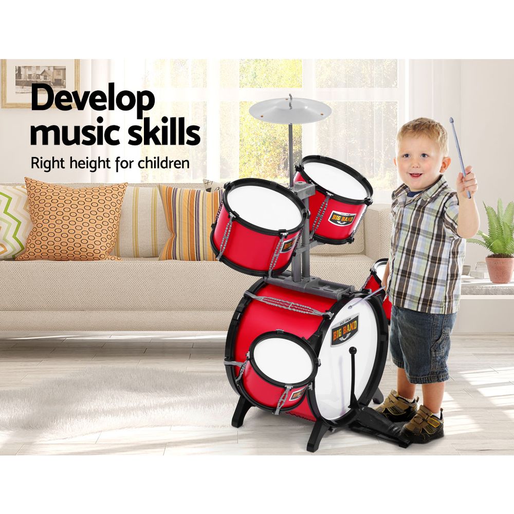 Keezi Kids 7 Drum Set Junior Drums Kit Musical Play Toys Childrens Mini Big Band 4