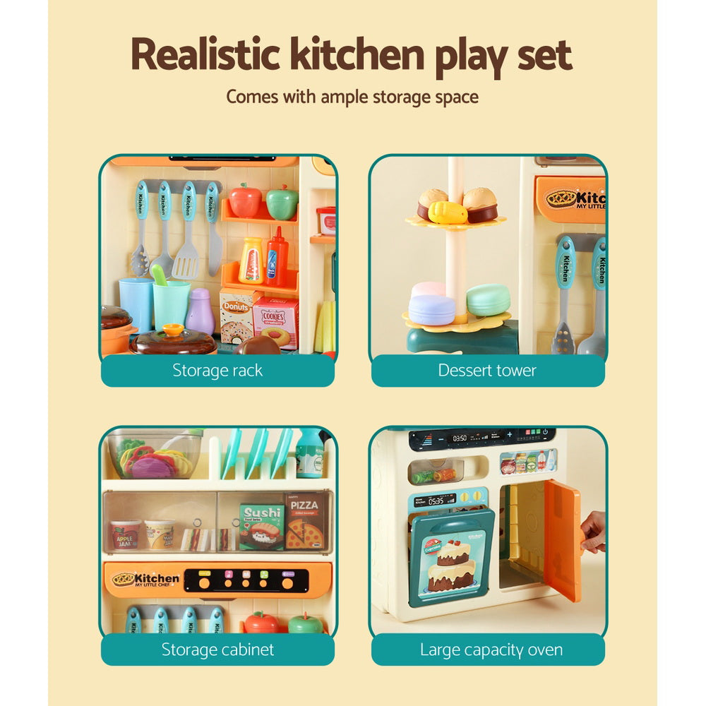 Keezi Kids Kitchen Pretend Play Set Cooking Sound Steam Light Function 3