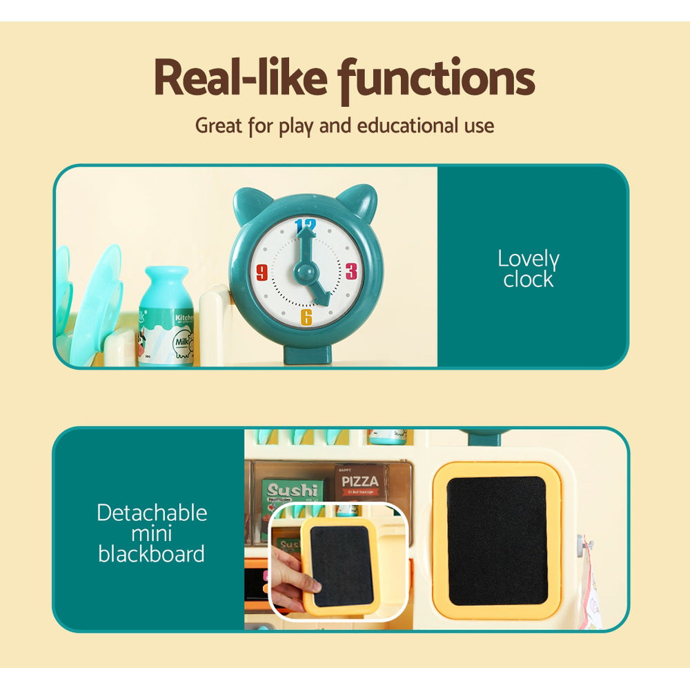 Keezi Kids Kitchen Pretend Play Set Cooking Sound Steam Light Function 4