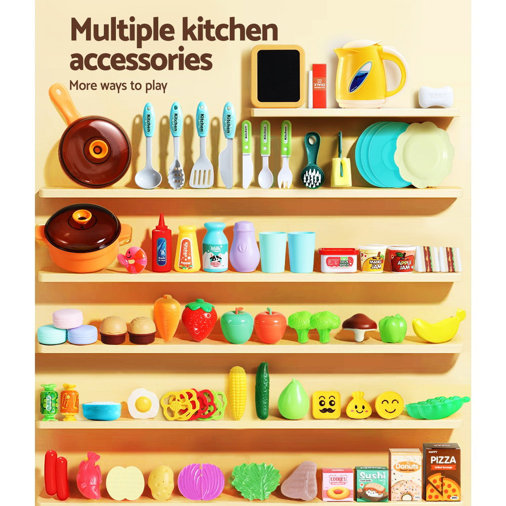Keezi Kids Kitchen Pretend Play Set Cooking Sound Steam Light Function 7
