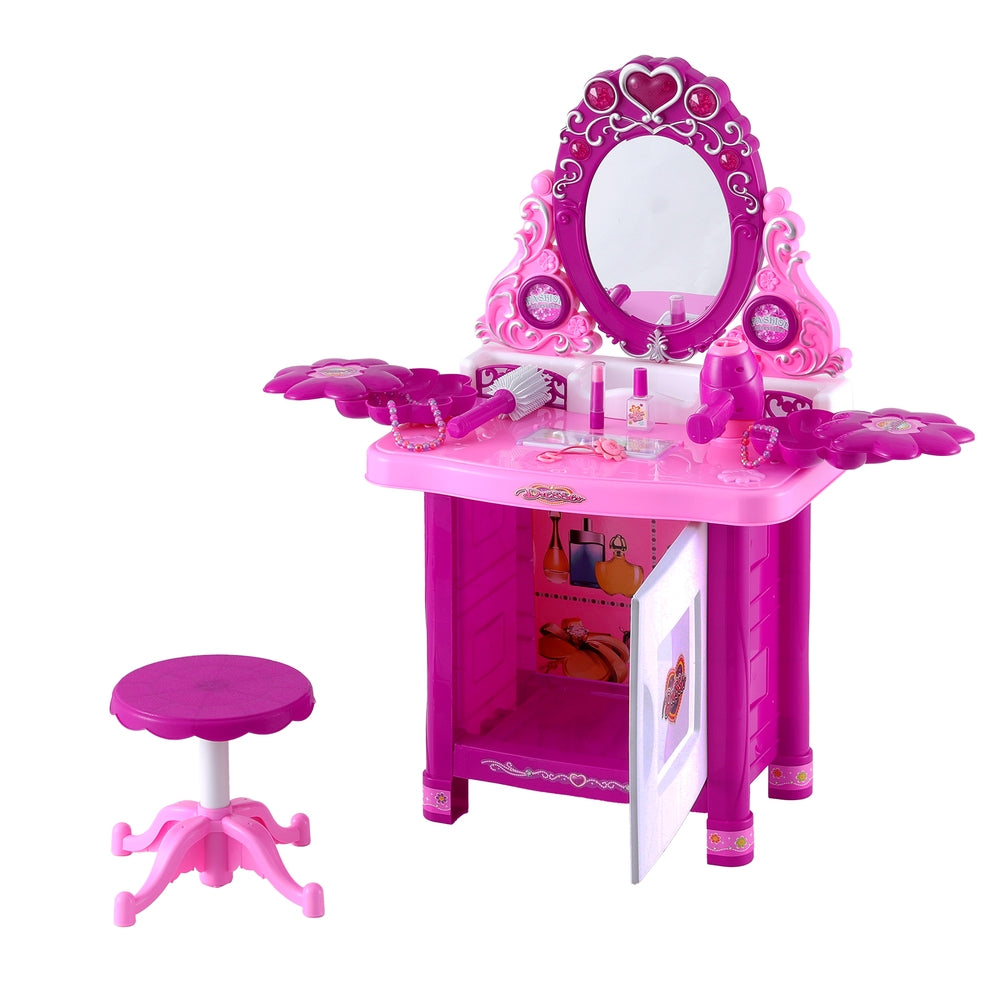 Keezi Kids Pretend Makeup Play Set Dressing Table Chair Girls Toys Children 3