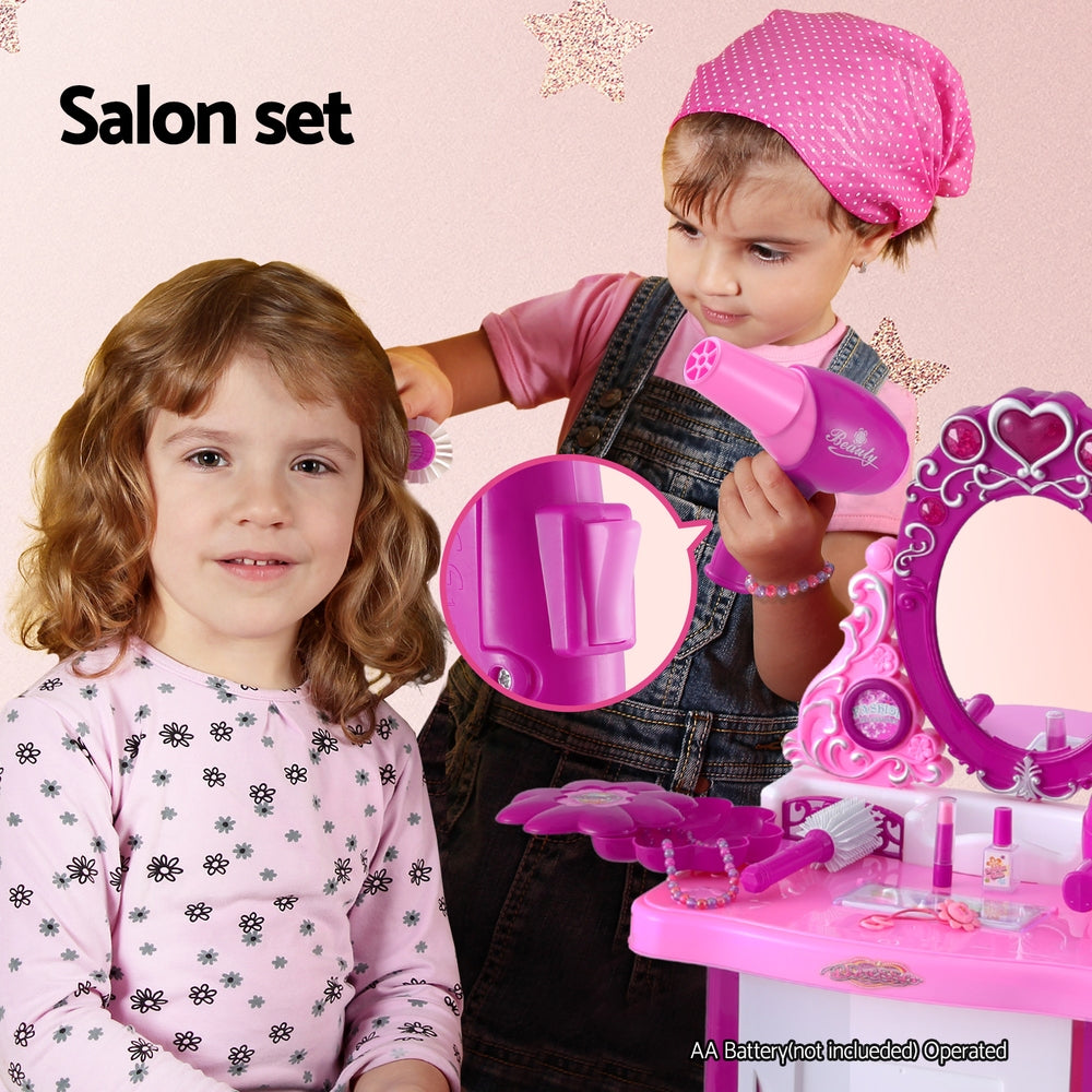 Keezi Kids Pretend Makeup Play Set Dressing Table Chair Girls Toys Children 5