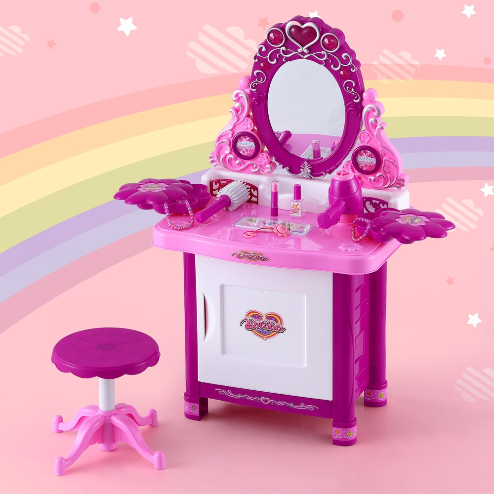 Keezi Kids Pretend Makeup Play Set Dressing Table Chair Girls Toys Children 8