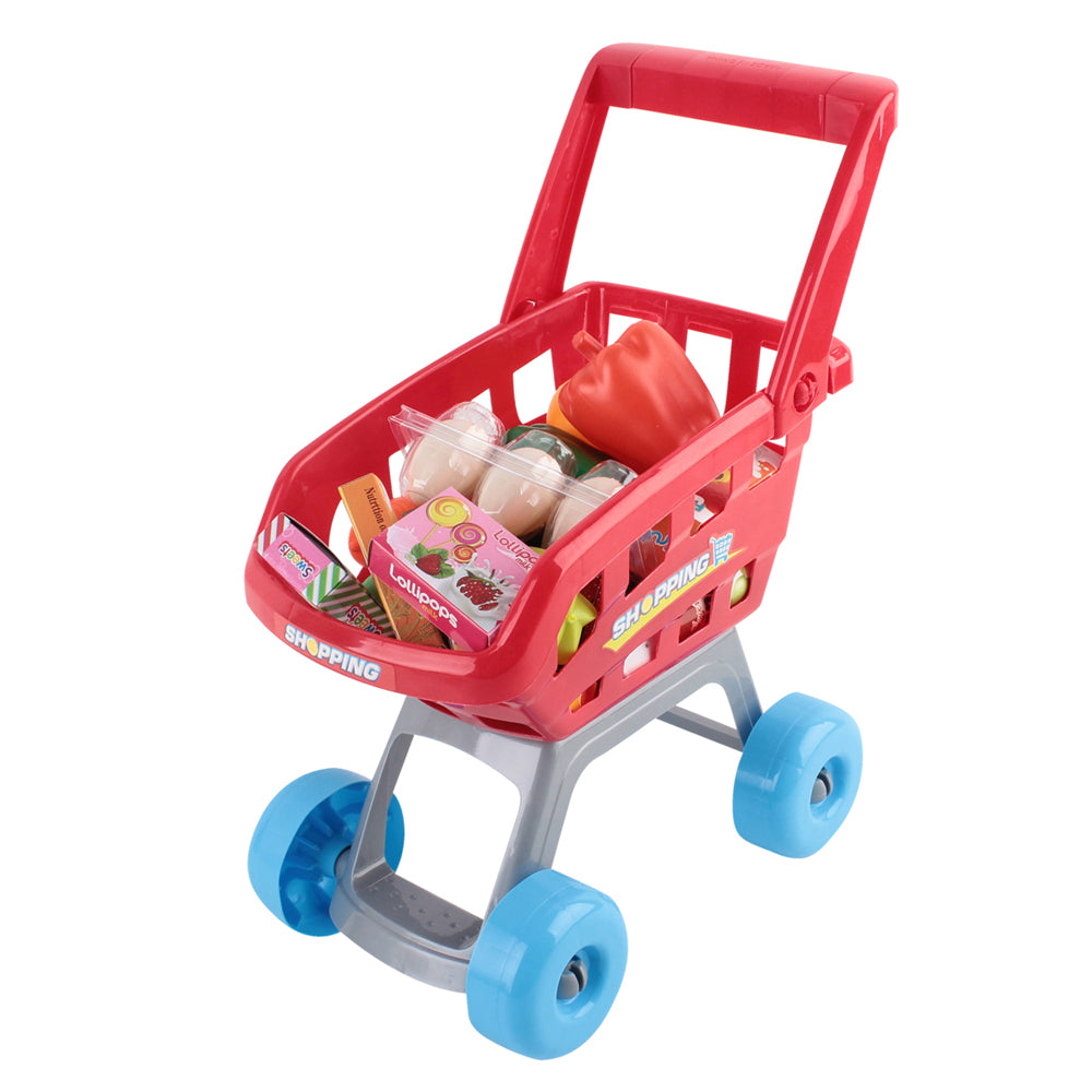 Keezi Kids Pretend Role Play Supermarket 24 Piece Playset Cash Register Trolley 5