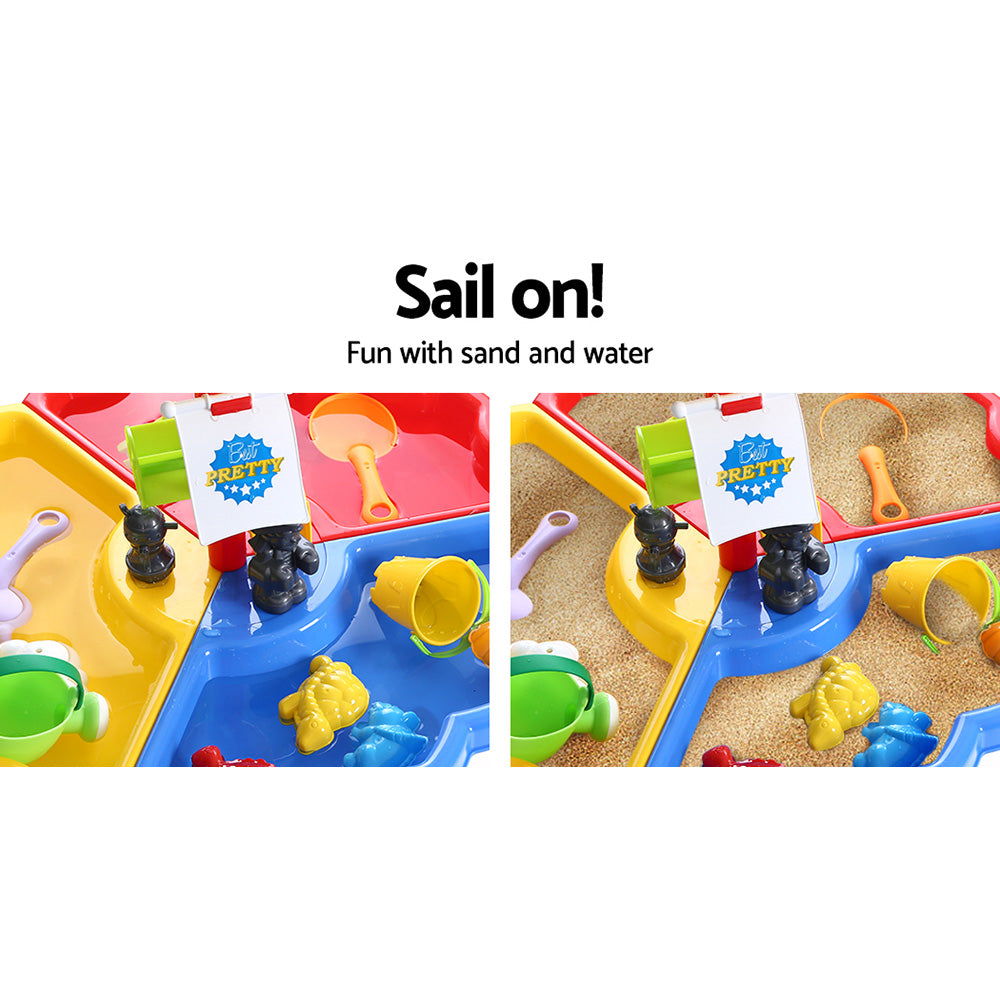 Keezi Kids Sandpit Pretend Play Set Outdoor Sand Water Table Beach Toy 4