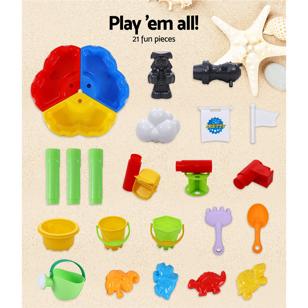 Keezi Kids Sandpit Pretend Play Set Outdoor Sand Water Table Beach Toy 6
