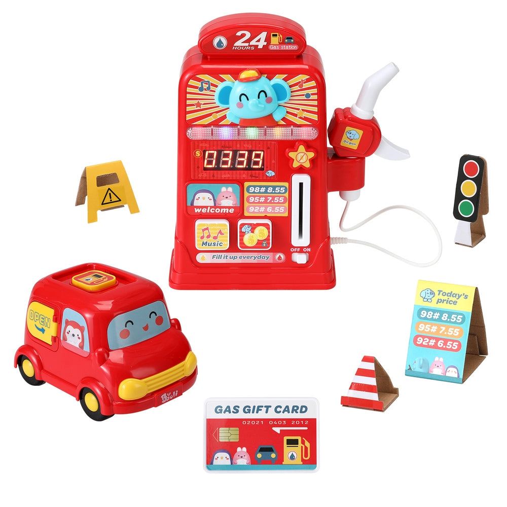 Keezi Kids Gas Petrol Station Pumper Pretend Play Toys Car Music Card Playset 3