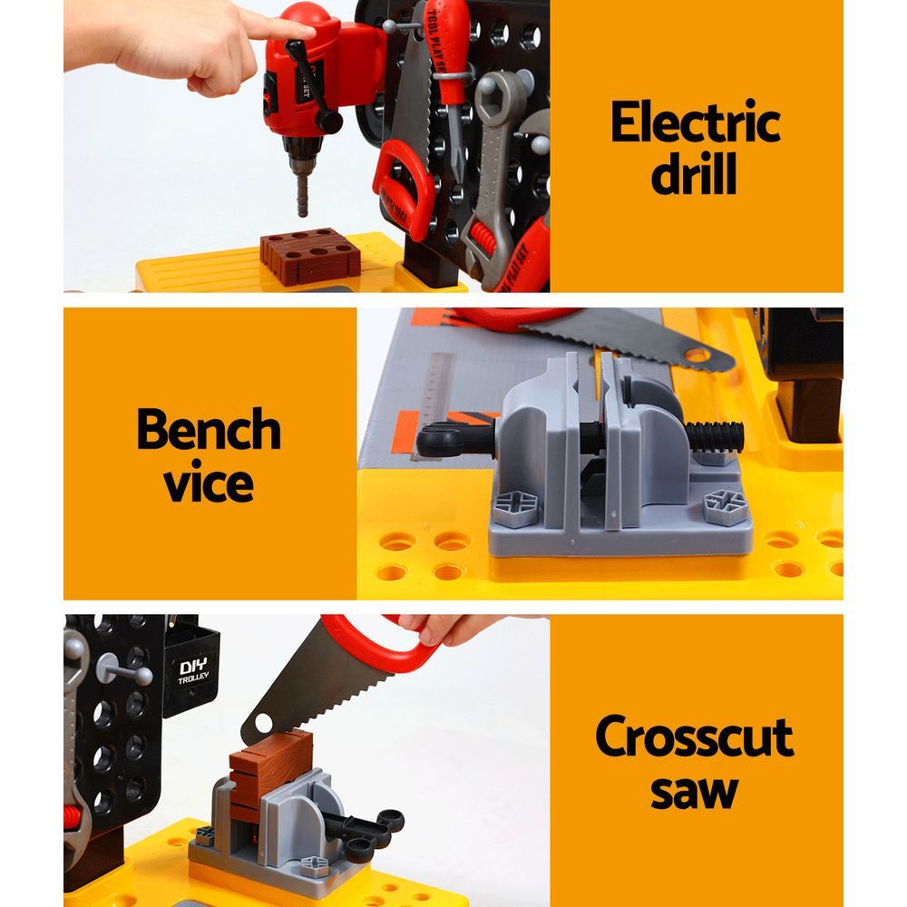 Keezi Kids Pretend Workbench DIY Tools 54 Piece Children Role Play Toys Black 3