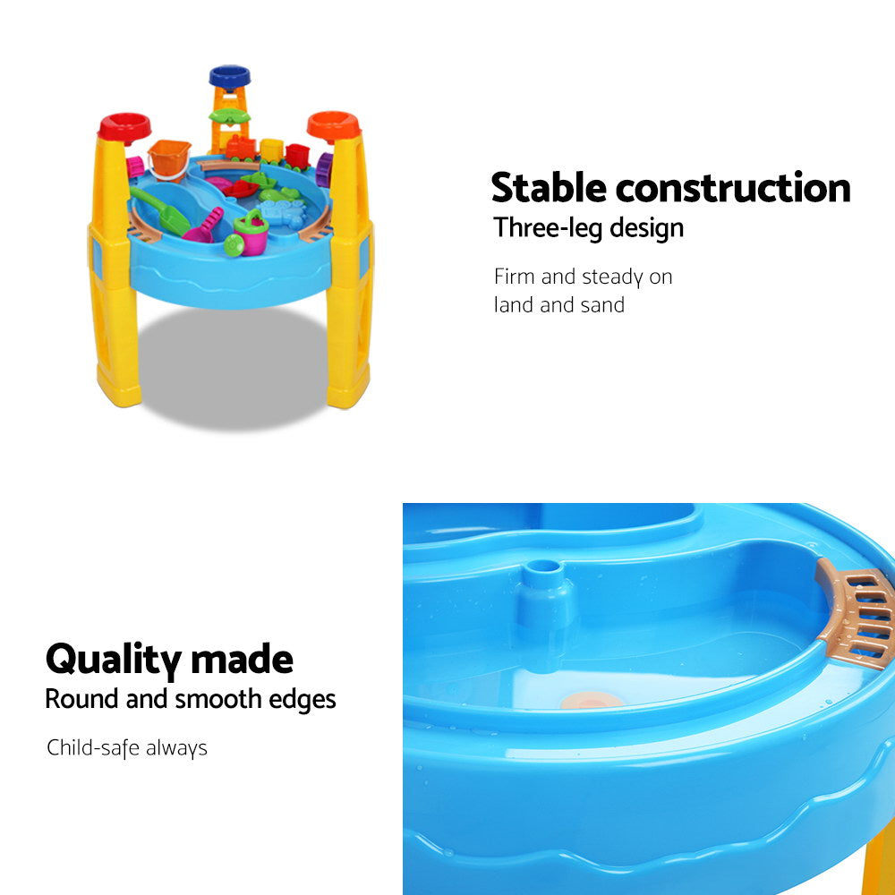 Keezi Kids Sandpit Pretend Play Set Water Sand Table Children Outdoor Toy Umbrella 5