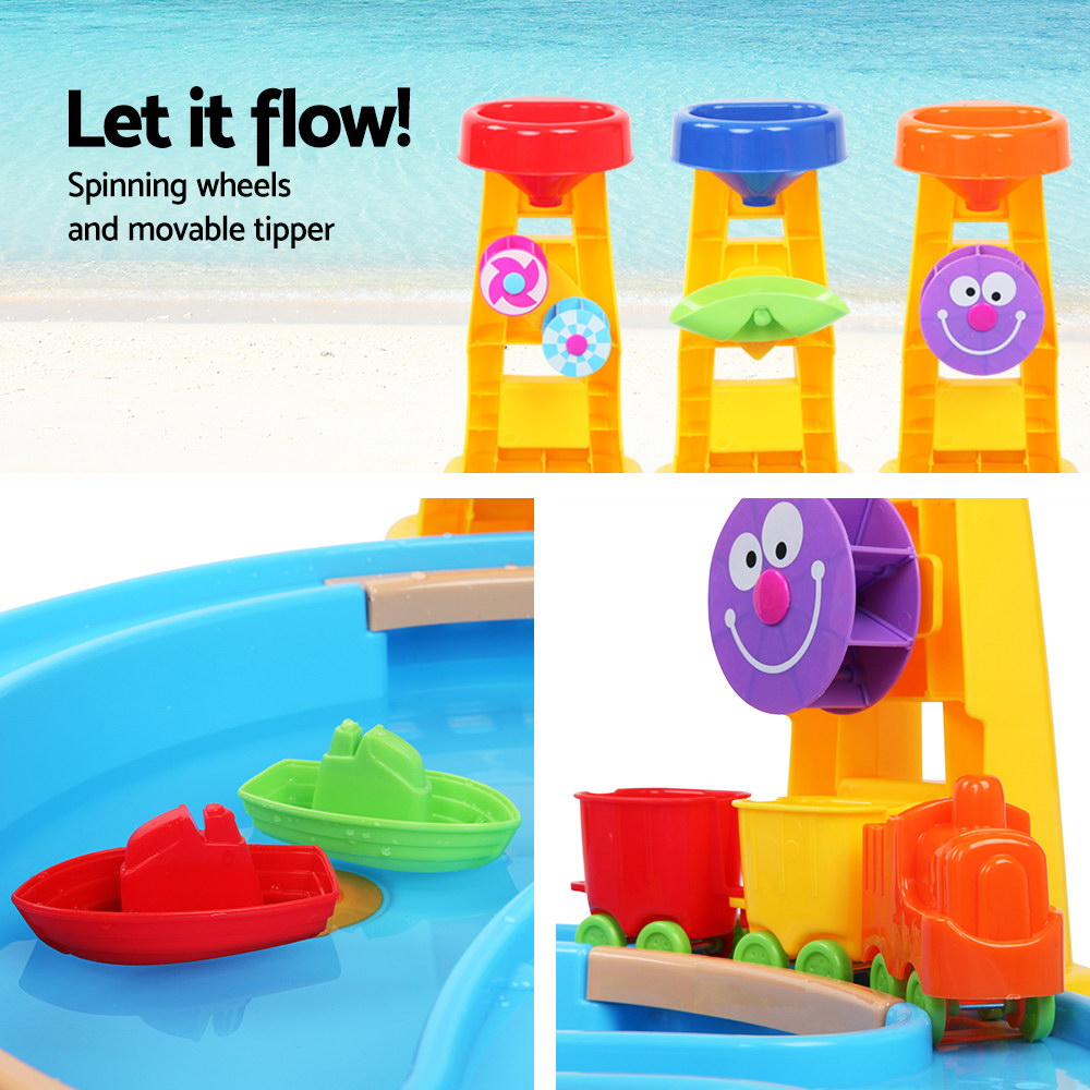 Keezi Kids Sandpit Pretend Play Set Water Sand Table Children Outdoor Toy Umbrella 6