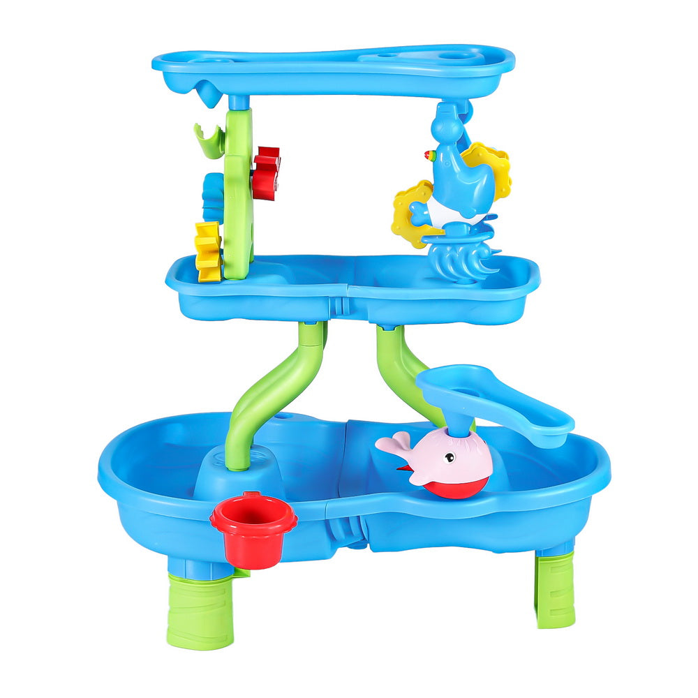 Keezi Kids Sand and Water Table 4-Tier Waterfall Sandpit Toys Beach Shovel 3