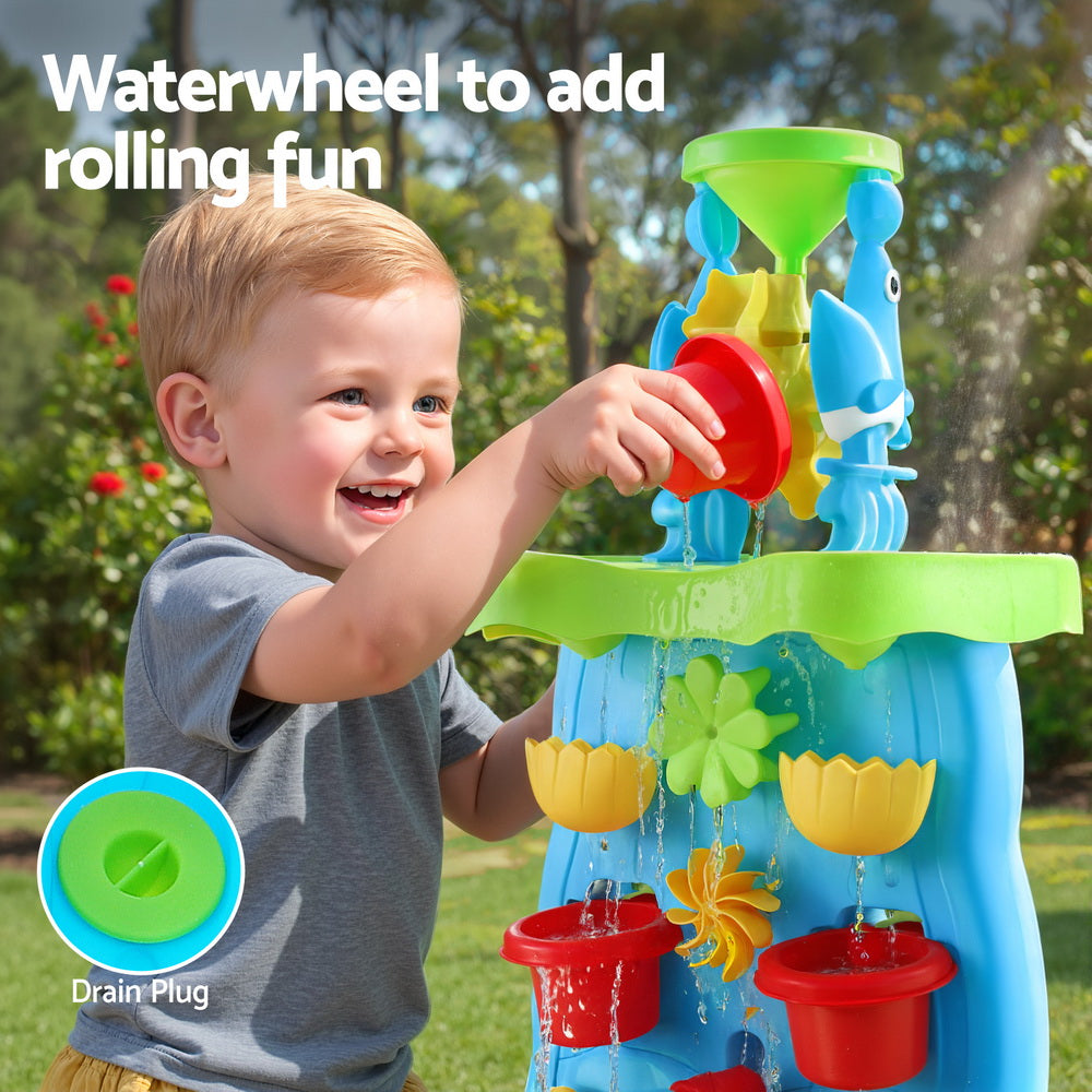 Keezi Kids Sand and Water Table Waterfall Wall Sandpit Toys Beach Shovel 5
