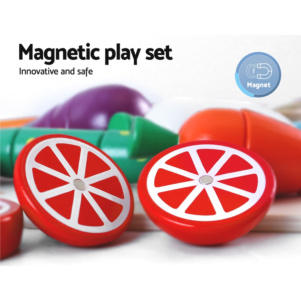 Keezi Kids Kitchen Play Set Wooden Pretend Toys Cooking Utensils Pots Pans Food 5