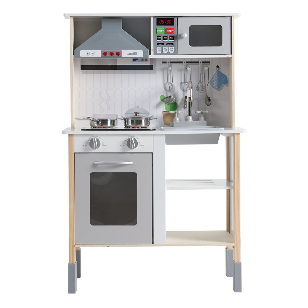 Keezi Kids Kitchen Play Set Wooden Pretend Toys Cooking Children Cookware Sink 3