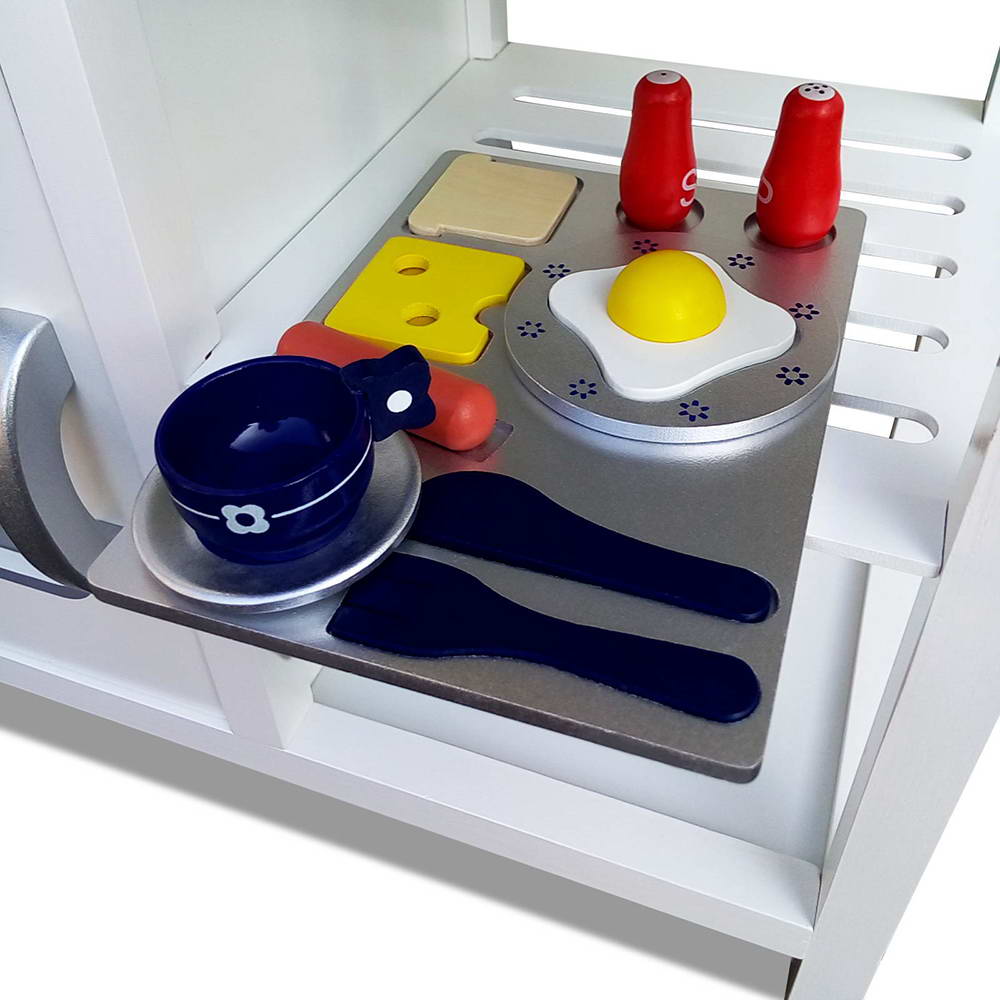 Keezi Kids Kitchen Play Set Wooden Pretend Toys Cooking Children Cookware Food 7