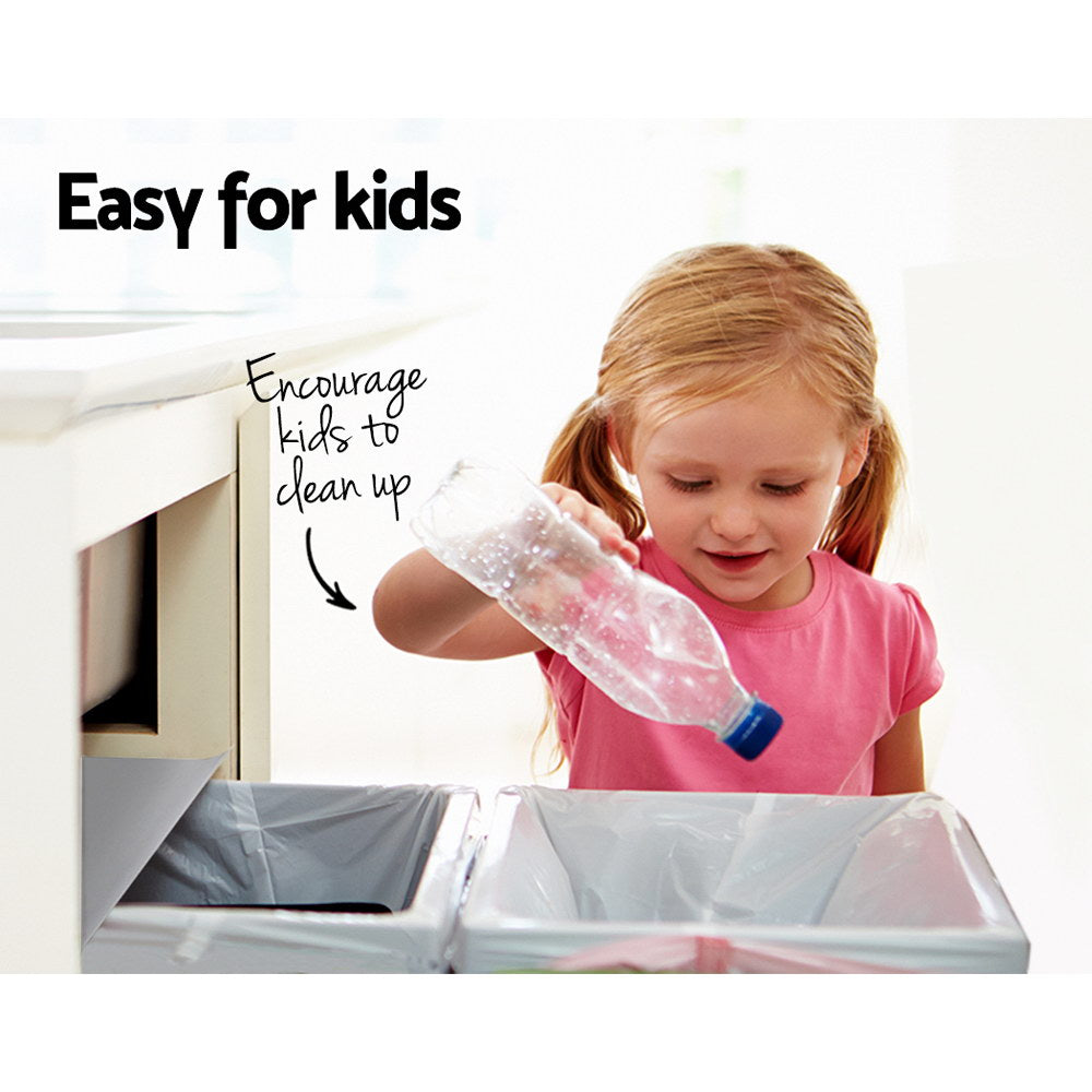 Cefito Pull Out Bin Kitchen Double Basket 2X20L Grey 5