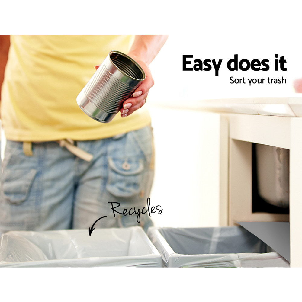 Cefito Pull Out Bin Kitchen Double Basket 2X20L Grey 6