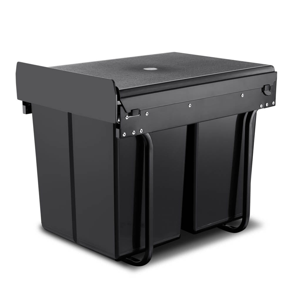 Cefito Pull Out Bin Kitchen Double Basket 2X20L Black 3