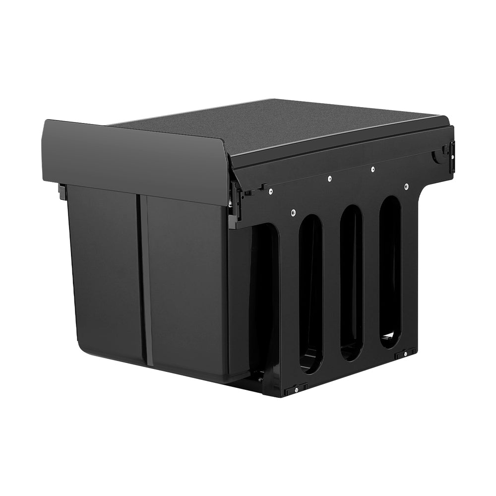 Cefito Pull Out Bin Kitchen Triple Slide Garbage Rubbish Bins Basket Blcak 31L 3
