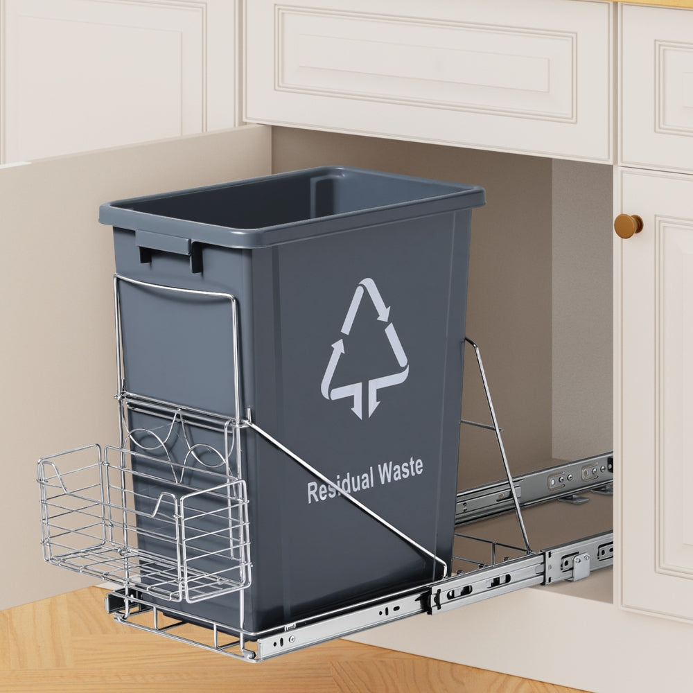 Cefito Pull Out Bin Kitchen Cabinet Slide Garbage Rubbish Bins Basket 40L Grey 7