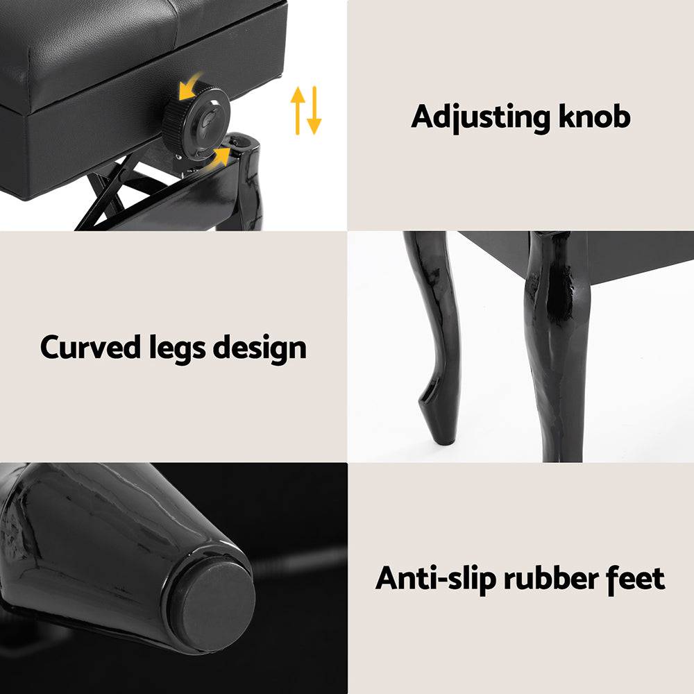 Alpha Piano Bench Stool Adjustable Height Keyboard Seat 6