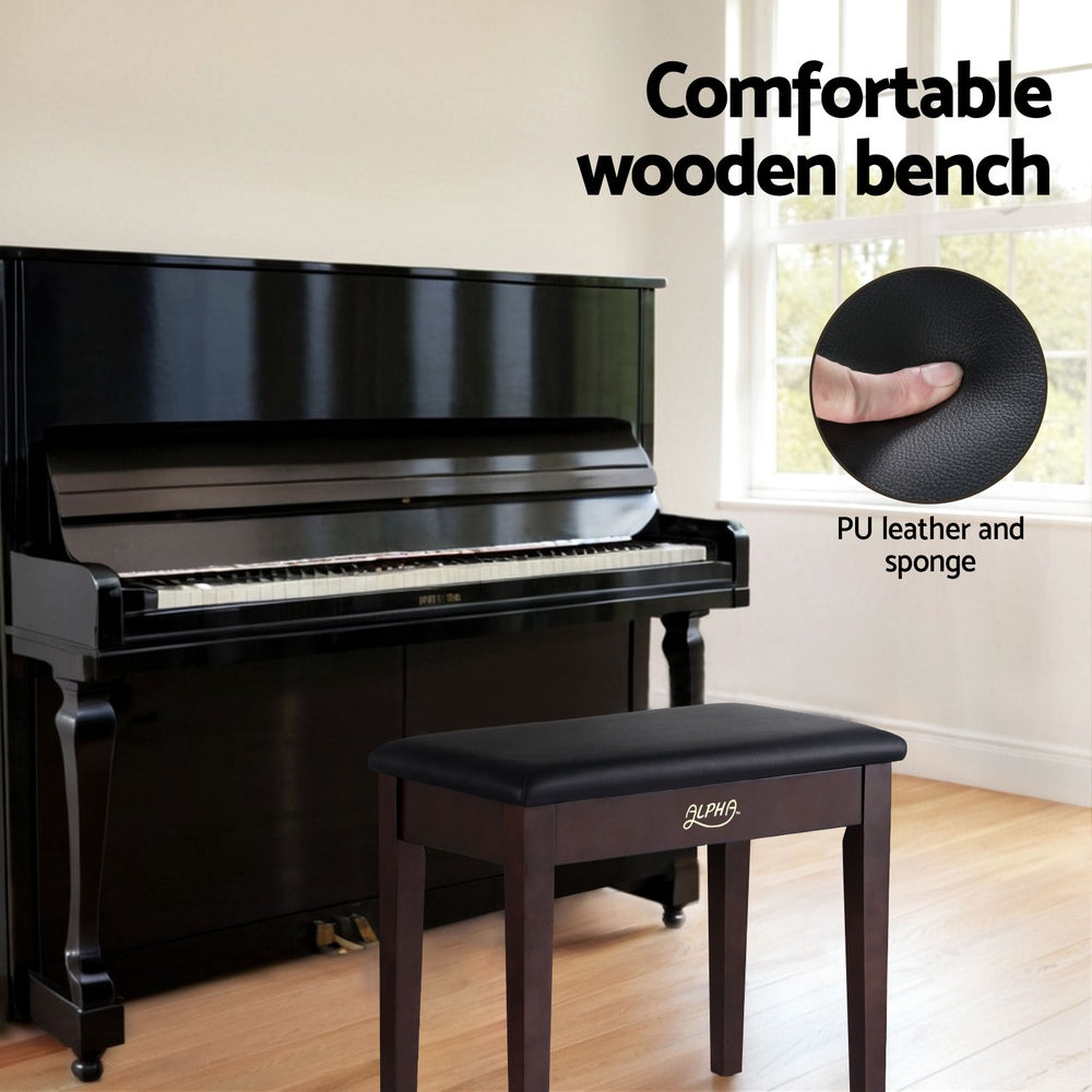 Alpha Piano Bench Stool with Storage Wooden PU Leather 4