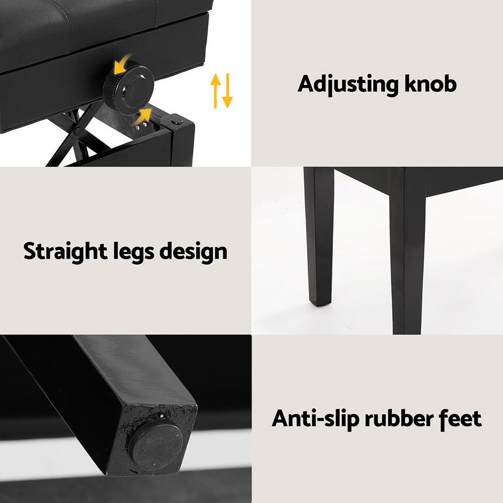 Alpha Piano Bench Stool Adjustable Height Keyboard Seat 6