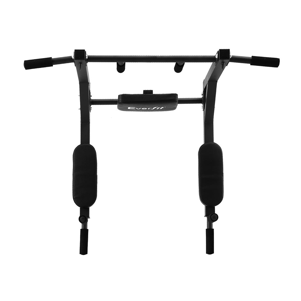 Everfit Pull Up Bar Dip Station Multi Gym 150kg Home Power Station Black Red 3