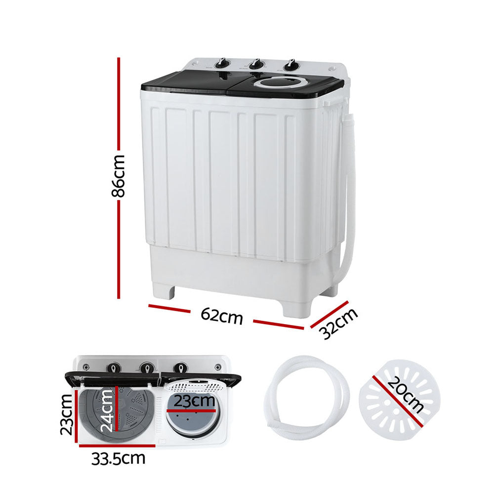 Devanti Portable Washing Machine Twin Tub 7KG White 7