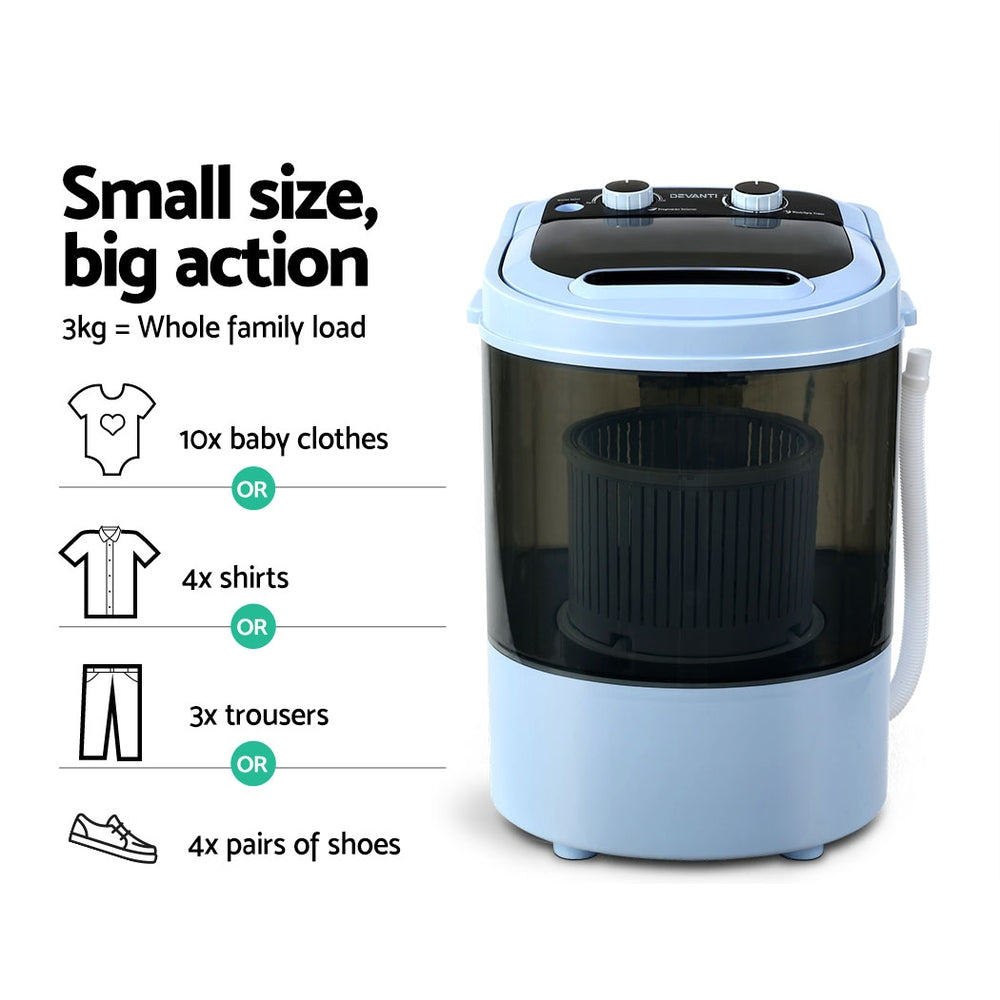 Devanti Portable Washing Machine 3KG Black 5