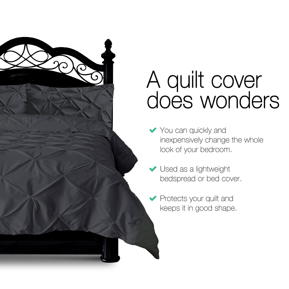 Giselle Bedding Quilt Cover Set Diamond Pinch Black King 3