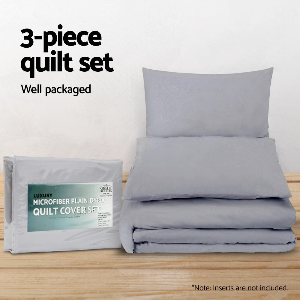 Giselle Bedding Quilt Cover Set Classic Grey King 4