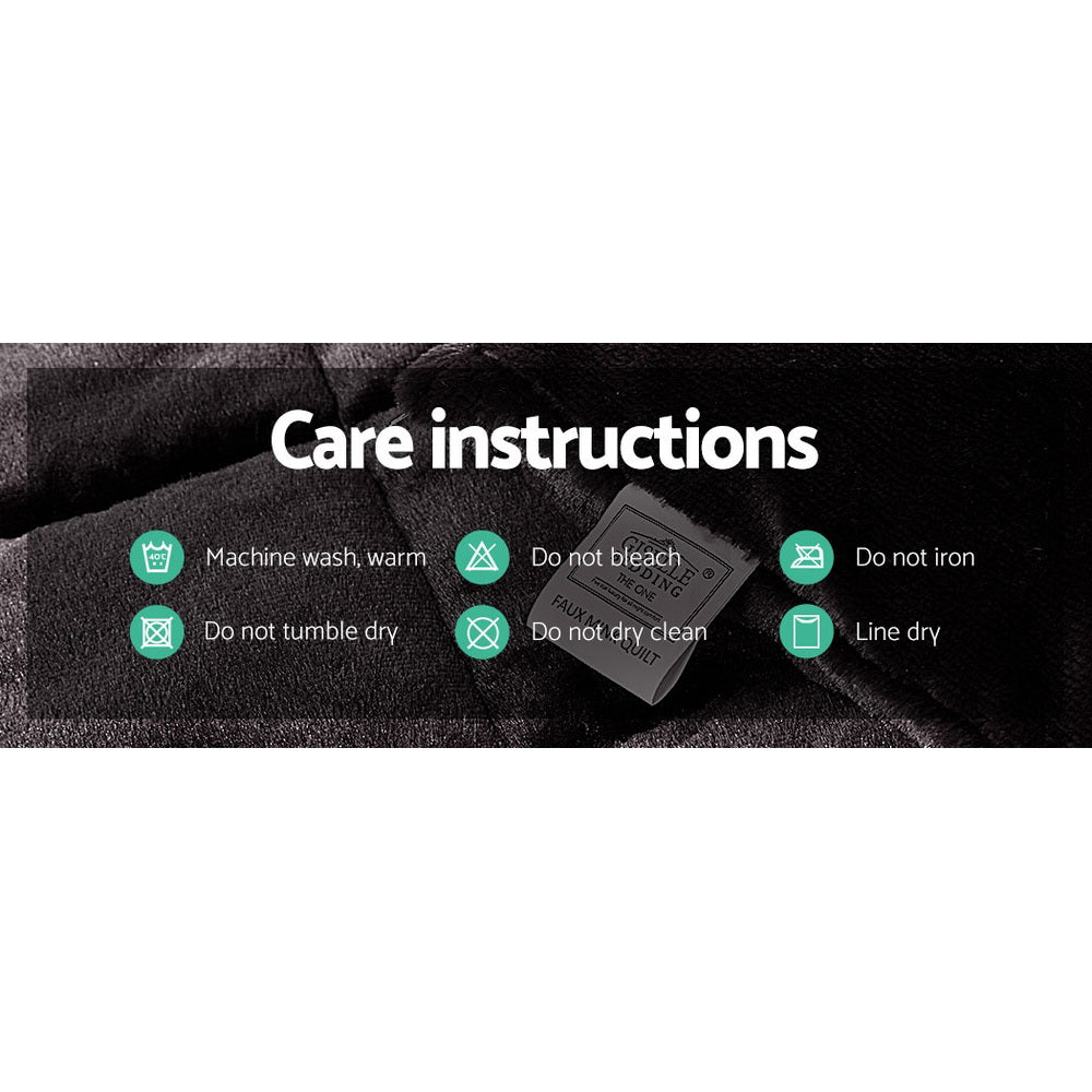 Giselle Bedding Faux Mink Quilt Charcoal King 7