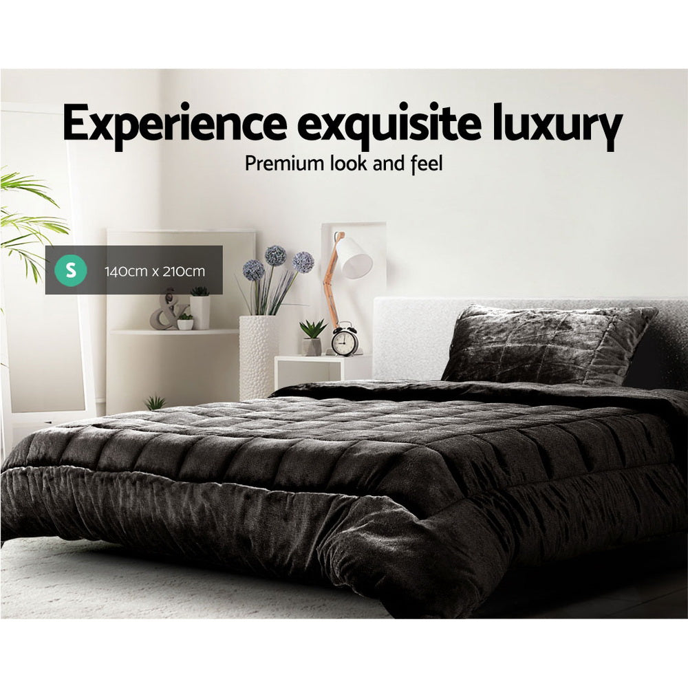 Giselle Bedding Faux Mink Quilt Charcoal Single 4