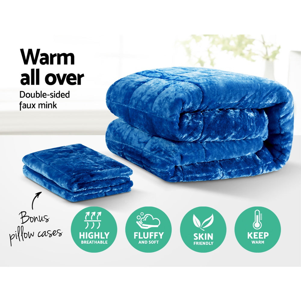 Giselle Bedding Faux Mink Quilt Blue Super King 3
