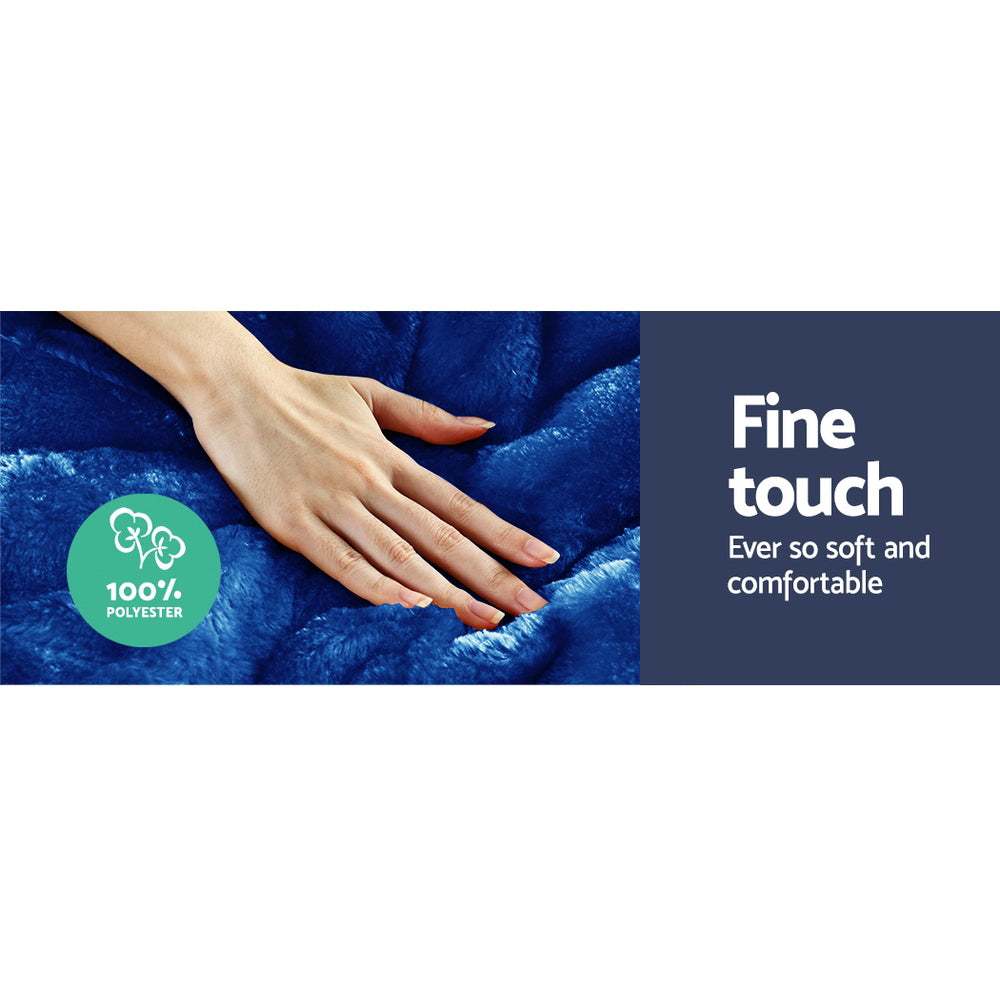 Giselle Bedding Faux Mink Quilt Blue Super King 4