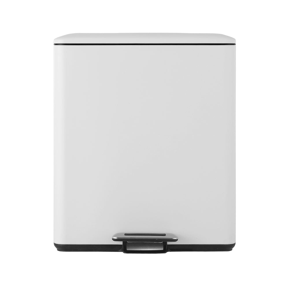 Cefito Pedal Bins Rubbish Bin Dual Compartment Waste Recycle Dustbins 40L White 3