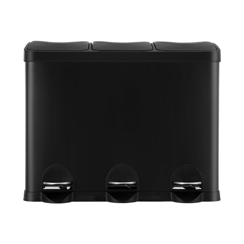 Cefito Pedal Bins Rubbish Bin Triple Compartments Waste Recycle Dustbins 45L 3