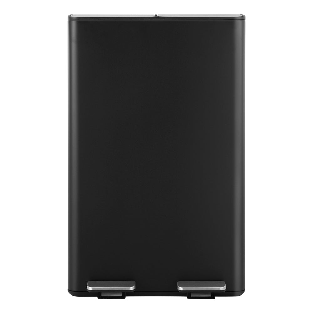 Cefito Pedal Bins Rubbish Bin Dual Compartment Waste Recycle Dustbins 60L Black 3